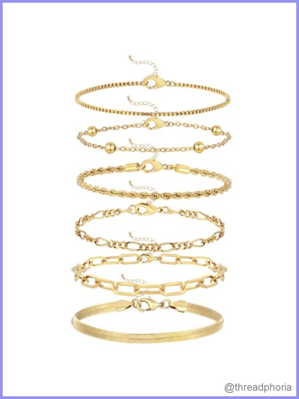 Waterproof 14K Real Gold Plated Bracelet Set for Women Trendy Dainty Stackable